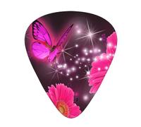 Plettri per chitarra con stampa di farfalle rosa, 12 pezzi, plettri per chitarra in celluloide, classici triangoli per chitarra acustica, elettrica, basso, inclusi 0,46 mm, 0,71 mm, 0,96 mm
