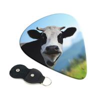 Plettri per chitarra con stampa di mucca, 6 pezzi, plettro per chitarra acustica, elettrica, per basso, chitarre acustiche, ukulele, sottili, medi, spesse, 0,96 mm