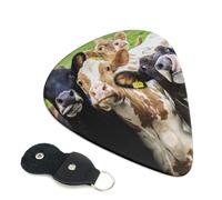 Plettri per chitarra con stampa di mucca, 6 pezzi, plettro per chitarra acustica, elettrica, per basso, chitarre acustiche, ukulele, sottili, medi, spesse, 0,71 mm