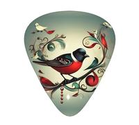 Plettri per chitarra con stampa di note musicali di uccelli verdi, 12 pezzi, adatti per amanti, 3 diversi spessori: 0,46, 0,71 e 0,96 mm.