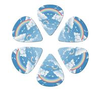 Plettri per chitarra con stampa di nuvole blu e cielo blu, sottili, medi, pesanti, per chitarra acustica, chitarra elettrica, basso, regalo di Natale, 6 pezzi