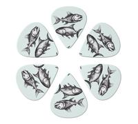 Plettri per chitarra con stampa di pesce schizzo confezione da 6 con custodia organizer 0,46 0,71 0,96 mm plettri per chitarra accessori per chitarre acustiche elettriche e bassi