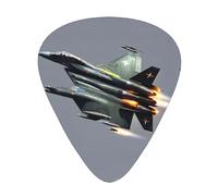Plettri per chitarra con stampa di un jet da combattimento, 12 pezzi, adatti per amanti di 3 diversi spessori: 0,46, 0,71 e 0,96 mm.