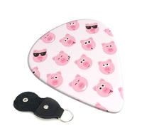 Plettri per chitarra con stampa divertente con faccia di maiale rosa, 6 pezzi, plettro per chitarra elettrica acustica acustica per basso, chitarre acustiche elettriche e ukulele, set sottile di