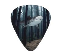 Plettri per chitarra con stampa divertente con squali, 12 pezzi, plettri in celluloide, classici triangoli per chitarra acustica, elettrica, basso, inclusi 0,46 mm, 0,71 mm, 0,96 mm