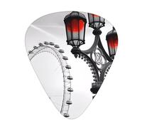 Plettri per chitarra con stampa Eiffel Tower London, 12 pezzi, in celluloide, per chitarra acustica, elettrica, basso, inclusi 0,46 mm, 0,71 mm, 0,96 mm