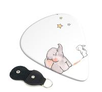 Plettri per chitarra con stampa elefante e coniglio bianco, 6 pezzi, plettro per chitarra acustica elettrica per basso, chitarre acustiche elettriche e ukulele, set sottile di spessore medio da 0,71