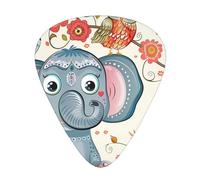 Plettri per chitarra con stampa floreale a forma di elefante e gufi, 12 pezzi, in una scatola, per un suono limpido, per ukulele, chitarra acustica, basso (0,46 0,71 0,96 mm)