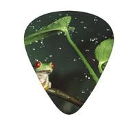 Plettri per chitarra con stampa Frog and Rain, 12 pezzi, plettri in celluloide, classici triangoli per chitarra acustica, elettrica, basso, inclusi 0,46 mm, 0,71 mm, 0,96 mm