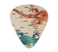 Plettri per chitarra con stampa geco, 12 pezzi, plettri in celluloide classica triangolare, per chitarra acustica, elettrica, basso, inclusi 0,46 mm, 0,71 mm, 0,96 mm