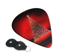 Plettri per chitarra con stampa glitterata natalizia con albero di Natale, 6 pezzi, plettro per chitarra acustica elettrica, basso, chitarre acustiche, ukulele, sottile, medio, spesso, set da 0,96 mm