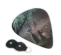 Plettri per chitarra con stampa horror di Halloween, 6 pezzi, plettro per chitarra acustica elettrica, per basso, chitarre acustiche elettriche, ukulele, sottile, medio, spesso, set da 0,96 mm