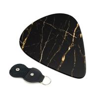 Plettri per chitarra con stampa in marmo nero e oro rosa, 6 pezzi, plettri per chitarra elettrica acustica acustica per basso, chitarre acustiche elettriche e ukulele, set sottile di spessore medio da