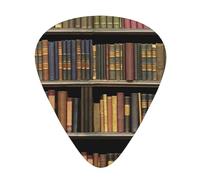 Plettri per chitarra con stampa libreria libreria, 12 pezzi, plettri per chitarra in celluloide, plettri classici triangolari per chitarra acustica, elettrica, basso, inclusi 0,46 mm, 0,71 mm, 0,96 mm