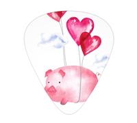 Plettri per chitarra con stampa maialina, 12 pezzi, in celluloide, classici, triangolari, per chitarra acustica, elettrica, basso, inclusi 0,46 mm, 0,71 mm, 0,96 mm