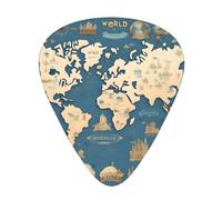 Plettri per chitarra con stampa mappa del mondo, 12 pezzi, adatti per amanti, 3 diversi spessori: 0,46, 0,71 e 0,96 mm.