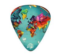 Plettri per chitarra con stampa mappa del mondo, 12 pezzi, adatti per amanti, 3 diversi spessori: 0,46, 0,71 e 0,96 mm.