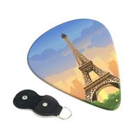 Plettri per chitarra con stampa Torre Eiffel, 6 pezzi, plettro per chitarra acustica, elettrica, basso, chitarra acustica, ukulele, sottile, medio, spesso, set da 0,96 mm