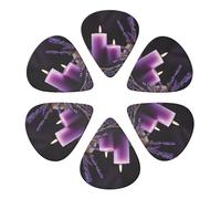 Plettri per chitarra con stampa viola lavanda con candele, confezione da 6 con custodia organizer da 0,46 0,71 0,96 mm, plettri per chitarra, accessori per chitarra elettrica e acustica