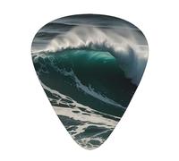 Plettri per chitarra con stampa Waves on the cliff, set da 12 pezzi con 3 diversi spessori, adatti per chitarre elettriche e acustiche