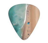 Plettri per chitarra con vista aerea della spiaggia, 12 pezzi, materiale ABS, bordi lisci, sensazione confortevole, 3 spessori opzionali
