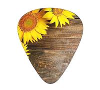Plettri per chitarra, confezione da 12, 3 diversi spessori, bellissimi girasoli, con custodia in plastica trasparente, per chitarra elettrica, basso, ukulele, (inclusi 0,46 mm, 0,71 mm, 0,96 mm)