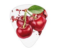 Plettri per chitarra, confezione da 12, 3 diversi spessori, Cherry Juice, con custodia in plastica trasparente, per chitarra elettrica, basso, ukulele, (inclusi 0,46 mm, 0,71 mm, 0,96 mm)