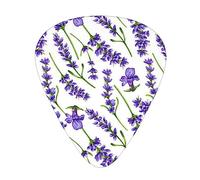 Plettri per chitarra, confezione da 12, 3 diversi spessori, fiori di lavanda, con custodia in plastica trasparente, per chitarra elettrica, basso, ukulele, (inclusi 0,46 mm, 0,71 mm, 0,96 mm)
