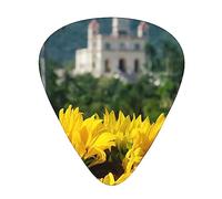Plettri per chitarra, confezione da 12, 3 diversi spessori, girasoli, con custodia in plastica trasparente, per chitarra elettrica, basso, ukulele, (inclusi 0,46 mm, 0,71 mm, 0,96 mm)
