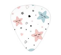 Plettri per chitarra, confezione da 12, 3 diversi spessori, graziosi plettri per chitarra con motivo a stelle, con custodia in plastica trasparente, per chitarra elettrica, basso, ukulele, (inclusi