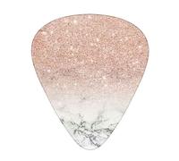 Plettri per chitarra, confezione da 12, 3 diversi spessori, oro rosa, sfondo marmo, con custodia in plastica trasparente, per chitarra elettrica, basso, ukulele, (inclusi 0,46 mm, 0,71 mm, 0,96 mm)