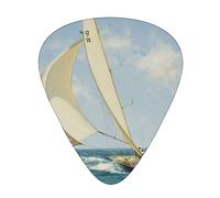 Plettri per chitarra, confezione da 12, 3 diversi spessori, per barca, nave, paesaggio, con custodia in plastica trasparente, per chitarra elettrica, basso, ukulele (inclusi 0,46 mm, 0,71 mm, 0,96 mm)