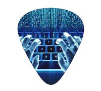 Plettri per chitarra, confezione da 12, 3 diversi spessori per computer e internet, con custodia in plastica trasparente, per chitarra elettrica, basso, ukulele, (inclusi 0,46 mm, 0,71 mm, 0,96 mm)