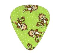 Plettri per chitarra, confezione da 12, 3 diversi spessori, verdi Clever Monkey, con custodia in plastica trasparente, per chitarra elettrica, basso, ukulele, (inclusi 0,46 mm, 0,71 mm, 0,96 mm)