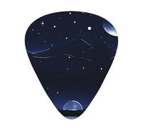 Plettri per chitarra, confezione da 12, comodi da tenere in mano, con bordi lisci, tre spessori da abbinare con la vista notturna blu Serene Immagine