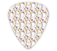 Plettri per chitarra Confezione da 12 con scatola sottile, ani e fiori di papavero, composizione romantica, illustrazione a tema San Valentino, set regalo speciale di plettri per chitarra per chi