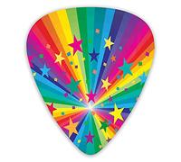 Plettri per chitarra Confezione da 12 con scatola sottile, Arcobaleno astratto e stelle Raggi di coriandoli a strisce Celebrando il tema Happy Times, Set regalo speciale di plettri per chitarra per ch
