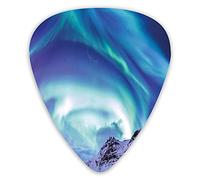 Plettri per chitarra Confezione da 12 con scatola sottile, Aurora Boreale Kirkjufell Islanda Fenomeno le Ambiente settentrionale, Set regalo di plettri per chitarra speciali per chitarrista