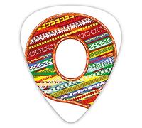 Plettri per chitarra Confezione da 12 con scatola sottile, colorato stile etnico nativo ornato retrò Lettera Q Nome Icona Simboli Stampa immagine, Set regalo speciale di plettri per chitarra per chita