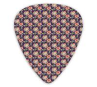 Plettri per chitarra Confezione da 12 con scatola sottile, composizione floreale orientale colorata con turbinii decorati Foglie modello cultura asiatica, set regalo speciale di plettri per chitarra p