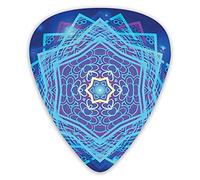 Plettri per chitarra Confezione da 12 con scatola sottile, elementi di geometria sacra arcaica, cuori stile doodle e motivo floreale, set regalo di plettri per chitarra speciali per chitarrista