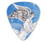 Plettri per chitarra Confezione da 12 con scatola sottile, Figura dell'angelo sacro Vergine che vola sopra le stelle di Buon Natale Stampa mistica, Set regalo di plettri per chitarra speciali per chit