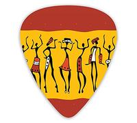 Plettri per chitarra Confezione da 12 con scatola sottile, Figure danzanti Tribali astratti Pittura murale antica Cultura indigena, Set regalo di plettri per chitarra speciali per chitarrista