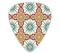 Plettri per chitarra Confezione da 12 con scatola sottile, figure d'arte della geometria sacra orientale con immagine di elementi ornati da damasco classico, set regalo di plettri per chitarra special