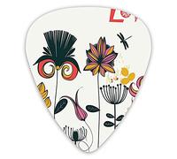 Plettri per chitarra Confezione da 12 con scatola sottile, Funky diversi tipi di motivi floreali Amore Madre Terra a tema bohémien, set regalo speciale di plettri per chitarra per chitarrista