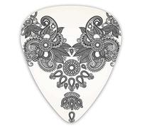 Plettri per chitarra Confezione da 12 con scatola sottile, grafica astratta Paisley ornamentale moda vintage dell'Estremo Oriente con effetto orientale, set regalo speciale di plettri per chitarra per