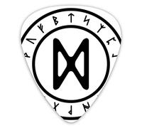 Plettri per chitarra Confezione da 12 con scatola sottile, lettera runica nordica antica in una cornice ad anello con il simbolo del risveglio di Dagaz, set regalo di plettri per chitarra speciali per