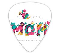 Plettri per chitarra Confezione da 12 con scatola sottile, Lettere floreali colorate a tema Festa della mamma Ti amo Frase Design edificante, Set regalo speciale di plettri per chitarra per chitarrist