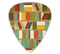 Plettri per chitarra Confezione da 12 con scatola sottile, libreria con motivi stilizzati vintage continui Pittura a tema effetto, set regalo speciale di plettri per chitarra per chitarrist