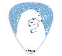 Plettri per chitarra Confezione da 12 con scatola sottile, Madre Orso Polare che abbraccia il suo bambino nella neve Nord Inverno Amore San Valentino Arte, Set regalo speciale di plettri per chitarra